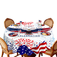 Nappe de table patriotique en polyester avec motif aigle et feux d'artifice du 4 juillet, personnalisable pour événements festifs, vente en gros