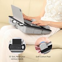 Combohome Bureau d'ordinateur en bambou portable personnalisé avec coussin d'oreiller pour la maison, support d'ordinateur portable en bois, tablette de livre de lit