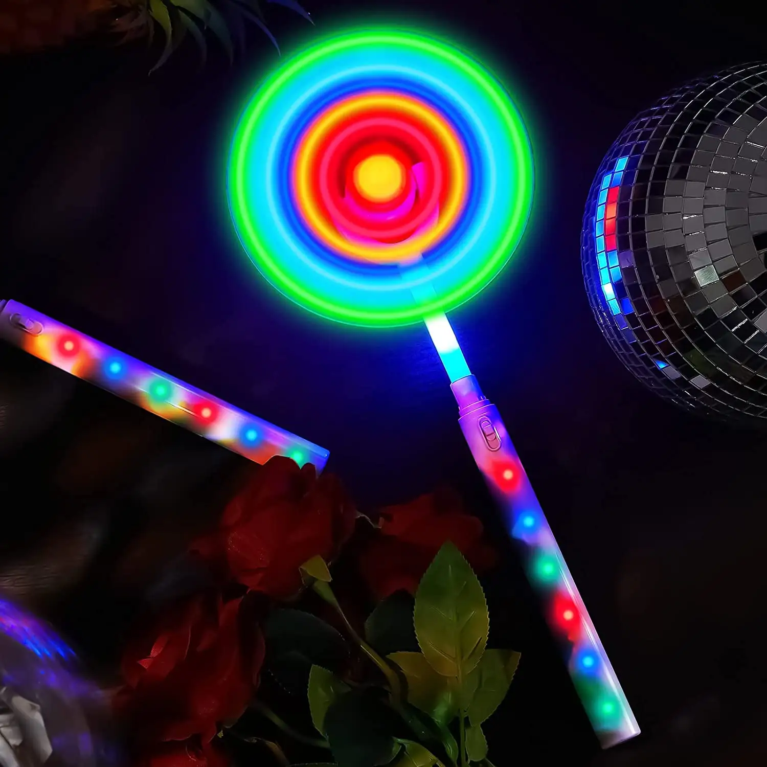 YH Pretty Fast Delivery Spinning Led Music Colorful Windmill Rainbow Plastic Windmill Carnival Prize Light Up Windmill Toys