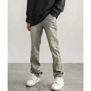 OEM FOG Private Blue Brand Drop Shipping Stock Flared Pants Stacked Flare Leg Cheap Flared <span class=keywords><strong>Jeans</strong></span> for Men - Product Image 1