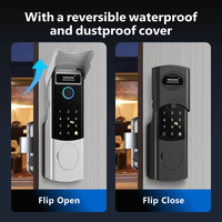 TUYATTL Wasserdichtes Aluminium-Türschloss mit Gesichtserkennung, Fingerabdruck, Passwort, Kartenleser & WLAN Tuya App Zugangskontrolle