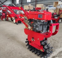 Motoculteur micro-mini diesel 9HP/180E refroidi par eau, à chenilles, avec charrue à sillons