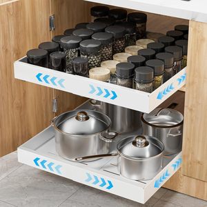 Organizador de Gabinete Extraíble, Cajones Deslizantes Resistentes y Expandibles, Estante Deslizable para Almacenamiento en Gabinetes de Cocina - Product Image 1