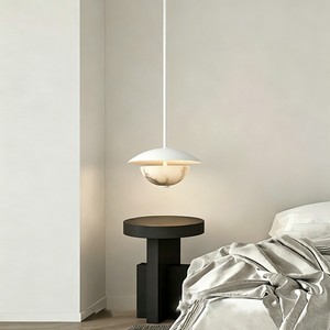 Suspension moderne en albâtre, abat-jour demi-dôme, luminaire en cuivre, design marbre de luxe pour salle à manger, salon, hôtel, villa - Product Image 2