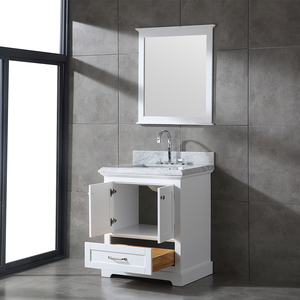 Mueble de Baño Individual Transicional de 30 Pulgadas Hecho en Vietnam, Gabinete Blanco con Encimera de Mármol Carrara y Espejo - Product Image 4