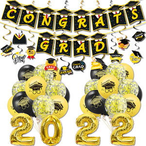 Conjunto <span class=keywords><strong>de</strong></span> decoración para fiesta <span class=keywords><strong>de</strong></span> graduación, sombrero <span class=keywords><strong>de</strong></span> Doctor, bandera, globo con abalorio en espiral, ceremonia <span class=keywords><strong>de</strong></span> graduación, <span class=keywords><strong>2022</strong></span> - Product Image 1