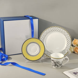 Service de table en céramique, vaisselle de luxe dorée, service de table en céramique pour la cuisine - Product Image 1