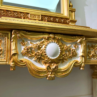 Console d'entrée étroite en bois avec motifs dorés, tables consoles de style baroque français en bois massif pour villa et hôtel