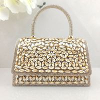 Pochette de soirée élégante et tendance en PU avec strass incrustés et fermoir magnétique pour banquets et fêtes
