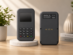 Mini máquina POS Bopos WisePad 3S negra con teclado y pantalla para uso en caja registradora - Product Image 1