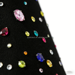 Sudadera con capucha extragrande personalizada OEM con pedrería en toda la superficie, efecto desgastado, bordes deshilachados, apliques, cierre de cremallera de un cuarto, corte holgado para hombre - Product Image 3