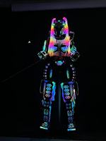 Costume de Mecha Scénique Lumineux avec Tresses LED Arc-en-ciel, Tenue de Robot à Lumières Laser pour Événements en Centre Commercial, Bars, Parades, Spectacles en Direct