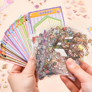 Paquete de 18 Pegatinas, Mini Libro de Pegatinas de Paisajes, Adorables Pegatinas de Escenas Miniatura de Animales, Pegatinas 3D de Cabañas, Manualidades para Niños, Collage - Product Image 3