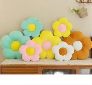 Travesseiro de pelúcia colorido para escritório, travesseiro de pétala com margaridas e flores, almofada macia para dormir, 2024