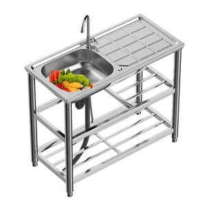 Lavello Portatile Multifunzionale in <span class=keywords><strong>Acciaio</strong></span> Inox per Cucina e <span class=keywords><strong>Bagno</strong></span>, con Piano d'Appoggio - Product Image 2