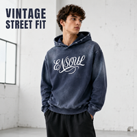 Sweat à capuche surdimensionné vintage personnalisé pour homme, en coton épais, avec impression 3D en relief et bordure effilochée, pull à capuche OEM sous marque privée
