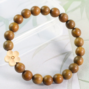 ใหม่สไตล์จีนสร้อยข้อมือไม้จันทน์เขียว 8 มม.ลูกปัดห้ากลีบดอกไม้ออกแบบเครื่องประดับสตรีของขวัญ - Product Image 4
