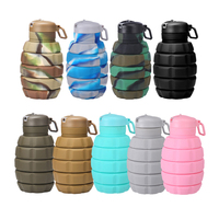 Bouteille d'eau en silicone pliable portable sans BPA de qualité alimentaire Conception en forme de main pour les sports de plein air Boisson pliable anti-fuite