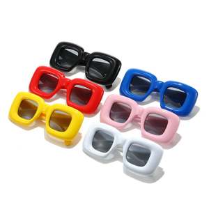 Lunettes de soleil carrées punk avec logo personnalisé, couleur bonbon, grande monture, UV400, pour femmes et hommes - Product Image 4