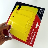 Lot de 3 grattoirs manuels en plastique, outil utilitaire pour papier peint, profondeur de denture 5 mm, pour bricolage domestique, film teinté pour vitres, pièces de voiture et camion, OEM