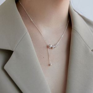 Collier à pendentif perlé en argent sterling 925, design simple Dylam, bijoux fins pour un usage quotidien, pour femmes - Product Image 3