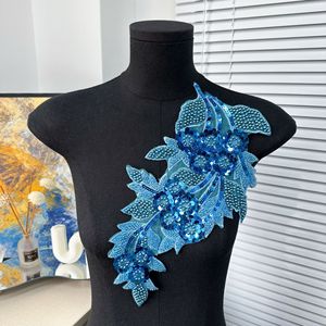 <span class=keywords><strong>Robe</strong></span> élégante brodée de sequins, avec des patchs décoratifs en dentelle et strass pour les épaules, et des patchs en dentelle filetée avec strass pour vêtements - Product Image 6