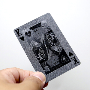 OEM Personalized PVC Plastic <b>Playing</b> <b>Cards</b> Manufacturer Waterproof Black Diamond Texture Poker Deck with Custom Gift Box - Product Image 4
