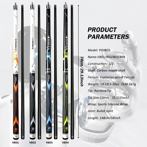 Taco de billar POINOS PREOAIDR V8 de fibra de carbono con eje de arce, punta de arcoíris de 13 mm y unión tipo bala para jugar al billar - Product Image 3