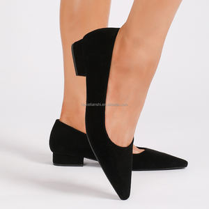 1502-1 comodi <span class=keywords><strong>mocassini</strong></span> da <span class=keywords><strong>donna</strong></span> neri in finta pelle scamosciata autunno nuovo stile a punta scarpe basse stile Walk Boat Shoe Design - Product Image 5