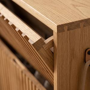 Lumio Modern Fluted Wood <strong>Shoe</strong> Cabinet 2 Flip Drawers Bottom Open Shelf Side Hooks Adjustable Shelves Freestanding Slim 24-35 - Product Image 4