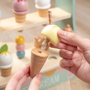 Jouets de <span class=keywords><strong>magasin</strong></span> de vente de crème glacée CPC CE <span class=keywords><strong>en</strong></span> <span class=keywords><strong>bois</strong></span>, éducatifs pour les jeunes enfants, thé de l'après-midi, cuisine simulée, stand de crème glacée, support de sucettes glacées - Product Image 3
