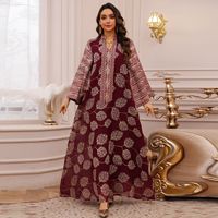 Robe de Dubaï et du Maroc Ornée et Colorée Jellaba Soudanaise Abaya Robe Arabe Fleurie de Turquie Jellabas Indiennes pour Femme