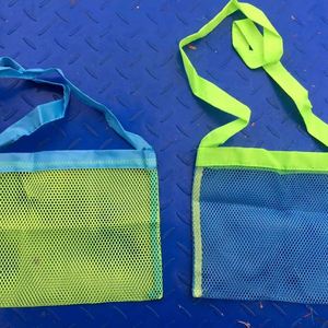 <b>Kids</b> Mesh Travel Beach Bag Green Blue Netting Water Resistant Crossbody Toy Storage <b>for</b> <b>Sand</b> Digging Play - Product Image 3