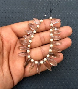 Hilo de 17 piezas de alta calidad de cuentas de Briolette con forma de marquesa facetadas de piedras preciosas de cuarzo ahumado marrón Natural - Product Image 2