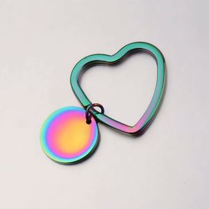 Heart <b>Ring</b> Round Disc Blank Keychain Mirror Polished Stainless Steel Personalize Custom Logo Laser Engrave Charm Metal <b>Key</b> Chain - Product Image 5