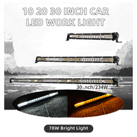 Barre LED de travail pour voiture RTSLED 10-30 pouces 12V 78W, lumière jaune et blanche, clignotante, faisceau spot et large, pour route, 4x4, ATV, camion, tracteur