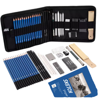 Kit d'artiste Bview Art, ensemble de 35 crayons à dessin avec bloc de papier à dessin, sac en toile robuste avec fermeture éclair pour artistes et étudiants