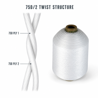 Fil de polyester copié 75D/2 torsadé haute ténacité pour la tressage de sangles, la couture et la broderie