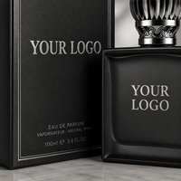 Parfum masculin personnalisé à étiquette privée, boîte noire avec bordure argentée, parfum sur mesure Oud Saffron Vanille, parfum intense en spray