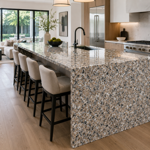 Plan de travail en granit poli G635V, comptoir en marbre artificiel beige brun noir moucheté, découpé sur mesure pour cuisine et hôtel - Product Image 4