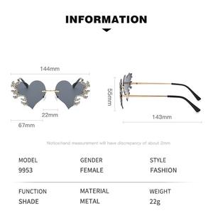Occhiali da sole con cuore transfrontaliero tempestato di diamanti da donna con senso avanzato esagerava le lacrime d'amore per fotografare - Product Image 4