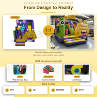 Château gonflable commercial en PVC avec monstres de dessin animé, combo château gonflable pour enfants avec toboggan pour la location événementielle