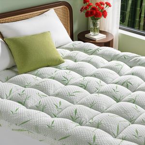 Cubrecolchón de Fibra de Bambú, Suave, Transpirable, Acolchado, Refrescante, para Hotel y Hogar - Product Image 1