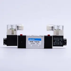 Válvula Solenoide de doble bobina, accesorio neumático direccional de Material metálico de doble acción, serie 4V, nuevo diseño, 4V220-08