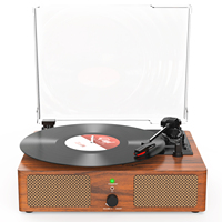 Lecteur de disques vinyles vintage Udreamer avec Bluetooth intégré et haut-parleurs stéréo, tourne-disque rétro portable 3 vitesses pour la décoration de la maison