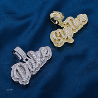 Usine personnalisée VVS Moissanite diamant Cursive lettre pendentif S925 argent 9k 10k 14k 18k or massif glacé pendentifs à breloques