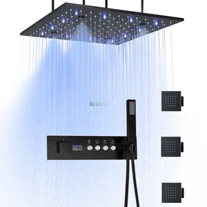 Kamar Mandi LED Suhu Konstan Tampilan Digital Pijat Curah Hujan Semprot Shower Wall Mounted Faucet Shower Sistem