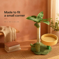 Tour à chat en forme de cocotier avec griffoir en sisal et hamac, 2 niveaux, durable, facile à assembler, pour usage intérieur, mobilier pour animaux de compagnie