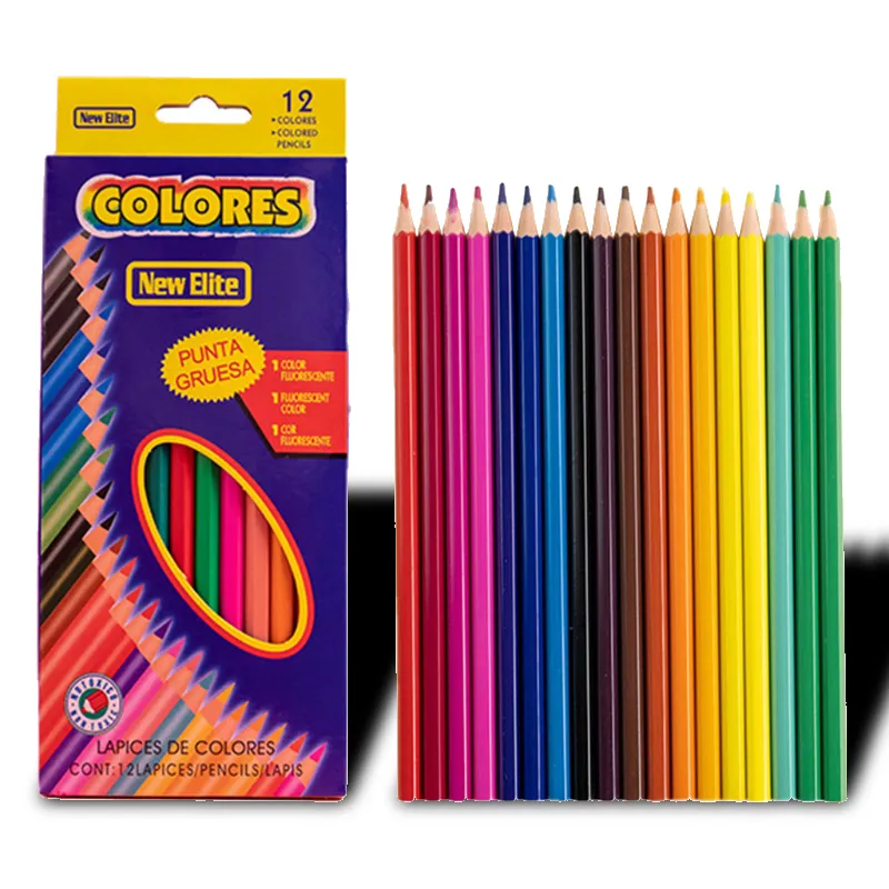 12 Pçs/Caixa Básicos Multicolor Lápis Colorido Para Crianças Colorir Oil Based Chumbo Cor Desenho Lápis Óleo Pastel Crayons