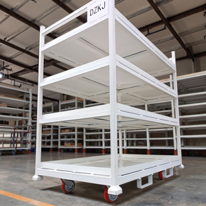 Trường hợp Carter OEM thép nhiệm vụ nặng nề sơn tĩnh điện Stackable 4 <span class=keywords><strong>container</strong></span> cao hậu cần lưu trữ hộp kim loại <span class=keywords><strong>Pallet</strong></span> với bánh xe - Product Image 4